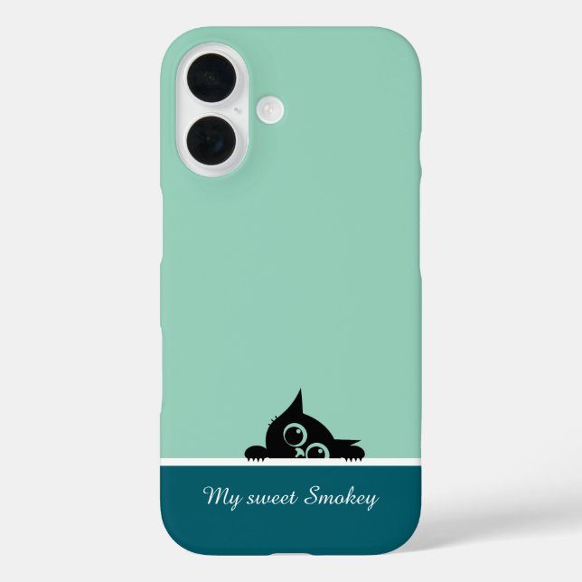 Green iPhone Case with Cute Kitten Design (Rückseite)