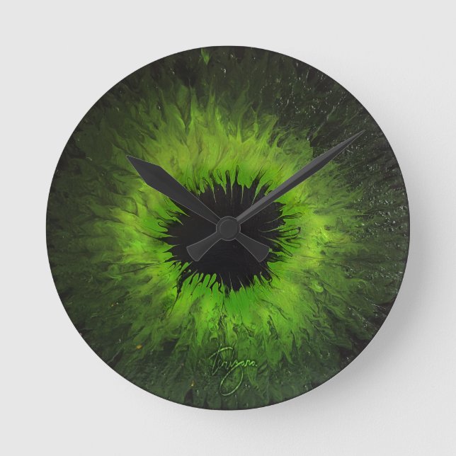 Green Iris Wall Clock Runde Wanduhr (Vorderseite)