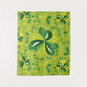 Green Irish Clover Pattern Wandteppich
