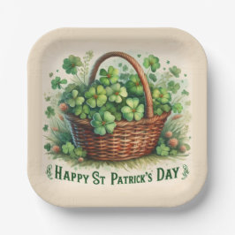 Green Irish Clover St Patrick's Day Paper Plate Pappteller