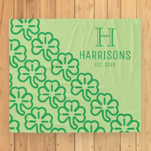 Green Irish Kleeblatt Personalisiert Familienname Fleecedecke