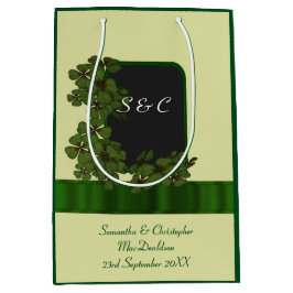 Green Irish Kleeblatt personalisiert Hochzeit Mittlere Geschenktüte