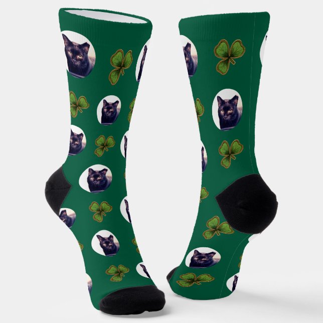 Green Irish Kleeblatt und Foto Custom Face Socks Socken (Gewinkelt)