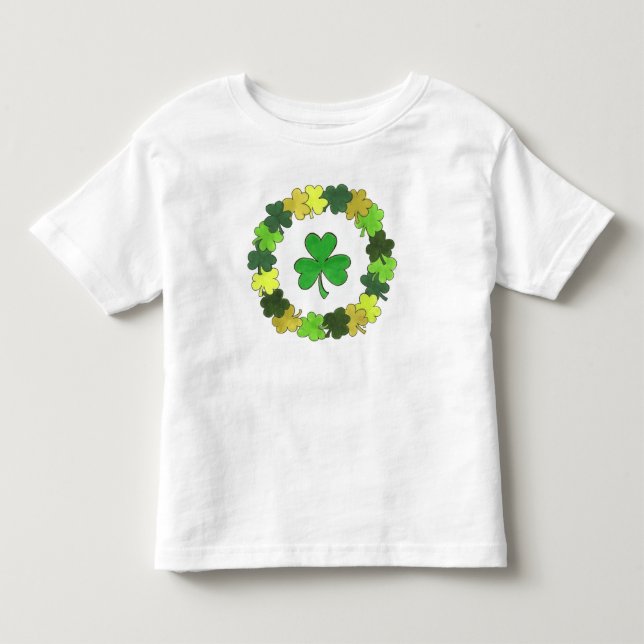 Green Irish Kleeblatt Wreath St. Patrick's Day Kleinkind T-shirt (Vorderseite)