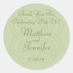 Green Irish Knot Custom Wedding Fevor Labels Runder Aufkleber
