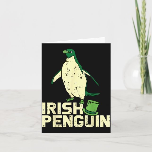 Green Irish Penguin Cute St Patricks Day Animal Lo Karte (Vorderseite)