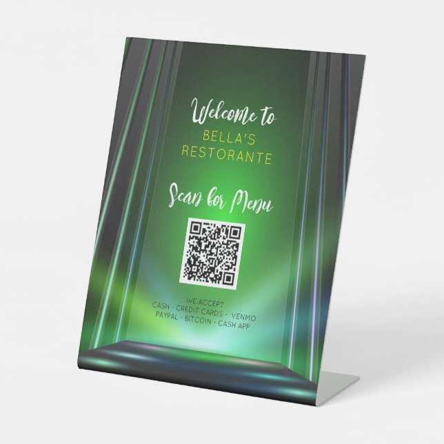 Green Irish Pub Menu Restaurant QR Code Panneau Ta (Recto)