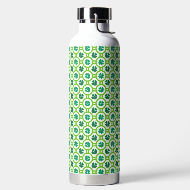 GREEN IRISH SHAMROCKS IN CIRCULAR PATTERNS TRINKFLASCHE (links)