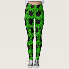 Green Irish Triskel Happy St Patrick B Leggings