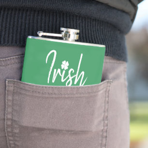 Green Irish Vierblättriges Kleeblatt St Patricks D Flachmann