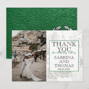 Green Italy Wedding Foto Vielen Dank Dankeskarte