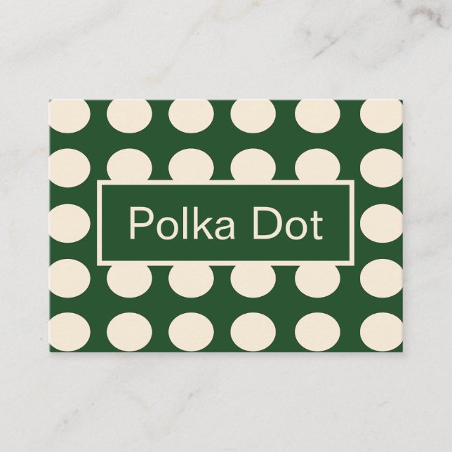 Green Ivory Color Polka Dot Visitenkarte (Vorderseite)