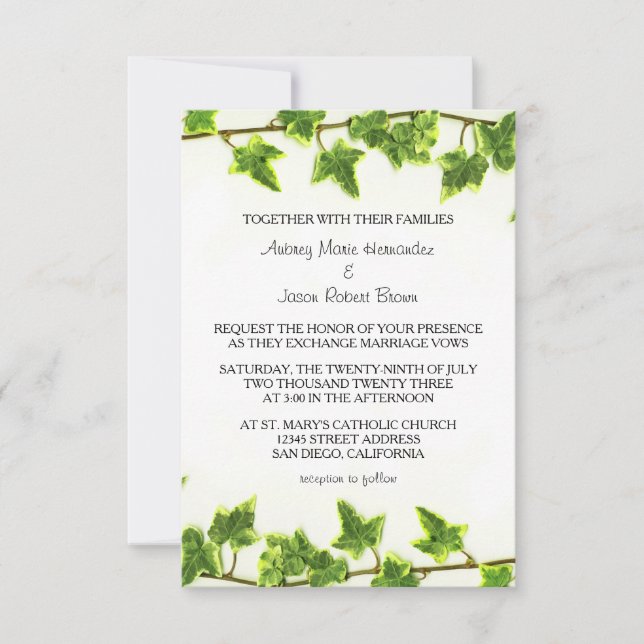 Green Ivy - 3x5 Einladung zur Hochzeit (Vorderseite)
