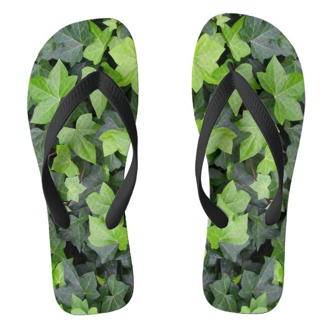 Green Ivy Botanical Print Flip Flops (Fußbett)
