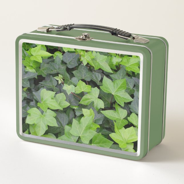 Green Ivy Botanical Print Metall Brotdose (Vorderseite)