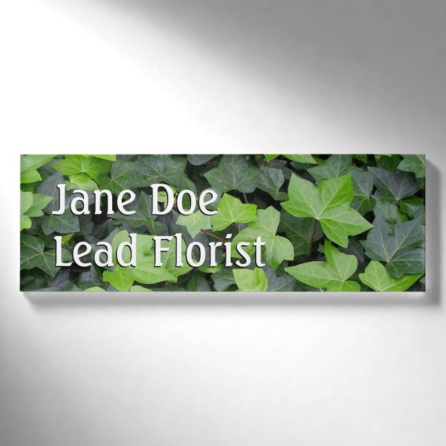 Green Ivy Botanical Print Namenschild (Vorderseite)