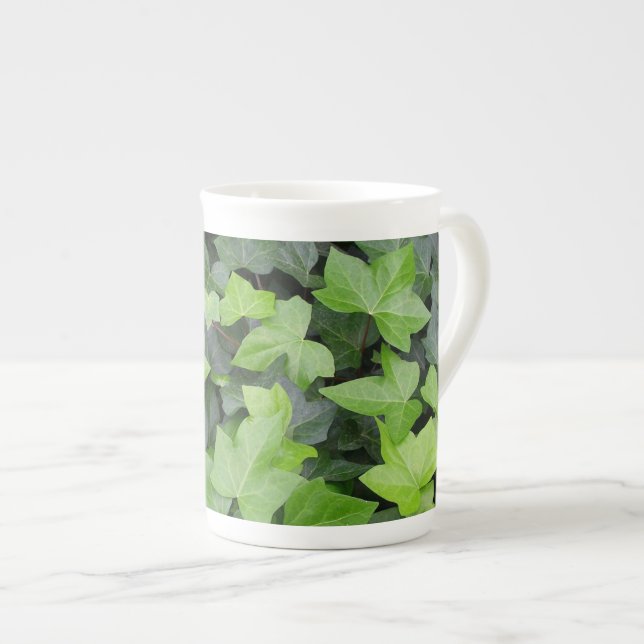 Green Ivy Botanical Print Prozellantasse (Vorderseite Rechts)