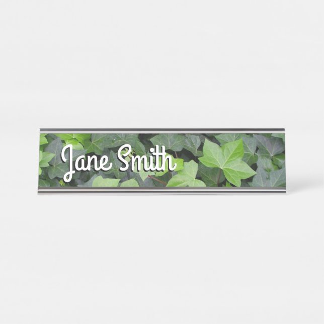 Green Ivy Botanical Print Schreibtischnamensplakette (Vorderseite )
