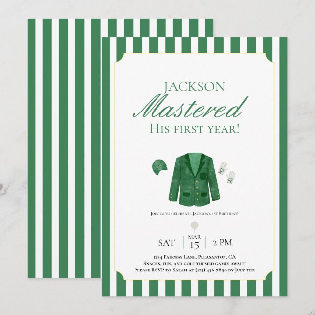 Green Jacket Golf Invitation d'anniversaire (Devant / Derrière)