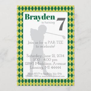 Green Jacquard Golf Invitation Anniversaire