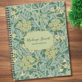Green Jasmine Floral Pattern Sketchbook Notizbuch