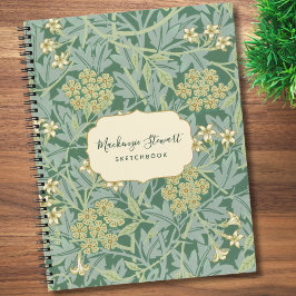 Green Jasmine Floral Pattern Sketchbook Notizbuch
