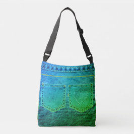 Green Jeans Look Crossbody Bag Tragetaschen Mit Langen Trägern
