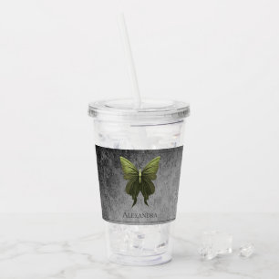 Green Jeweled Butterfly Acryltrinkbecher