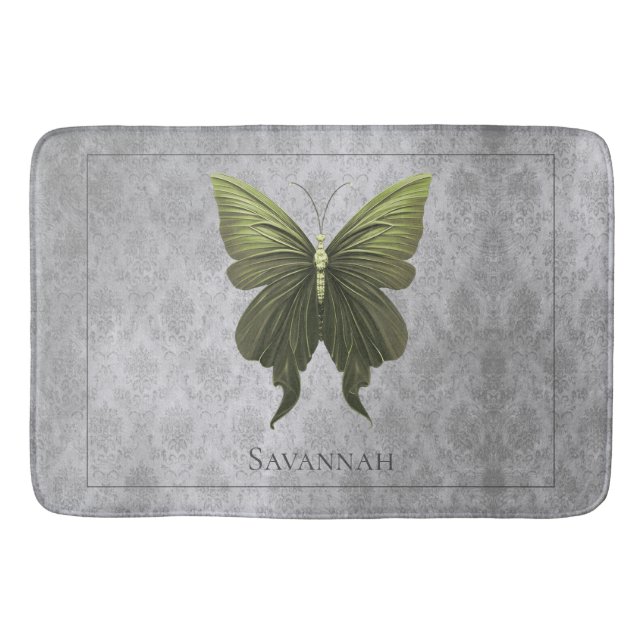 Green Jeweled Butterfly Badematte (Vorderseite)