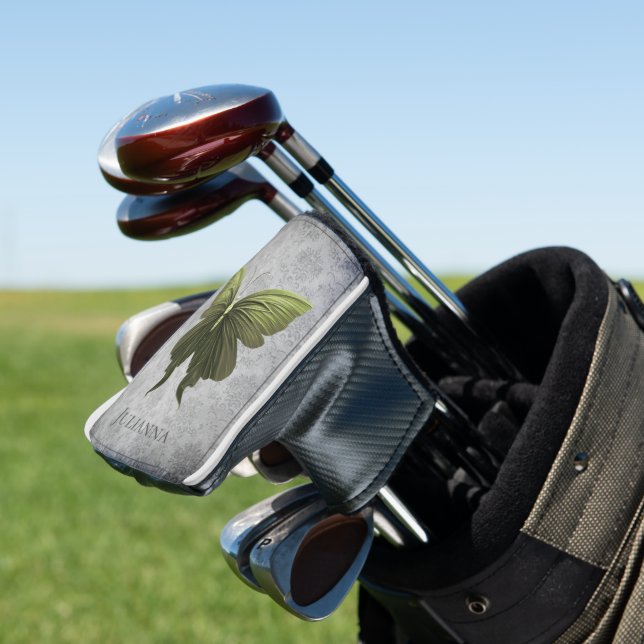 Green Jeweled Butterfly Golf Headcover (In Situ)