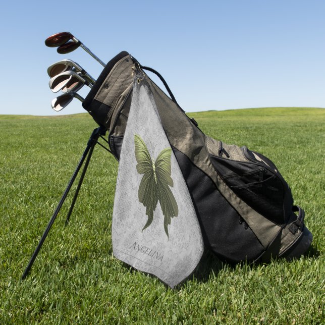Green Jeweled Butterfly Golfhandtuch (Gras)