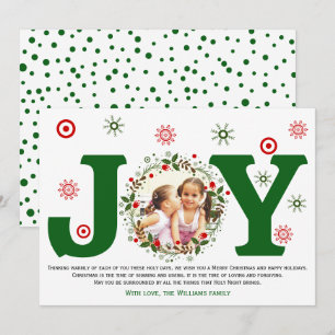 Green Joy and Christmas Blumenkranz Foto Feiertagskarte