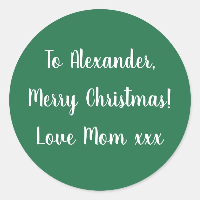 Green Joyeux Noël de maman étiquette cadeau autoco (Devant)