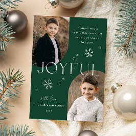 Green Joyful Snowflake Arc Frame 2 Foto Feiertagskarte
