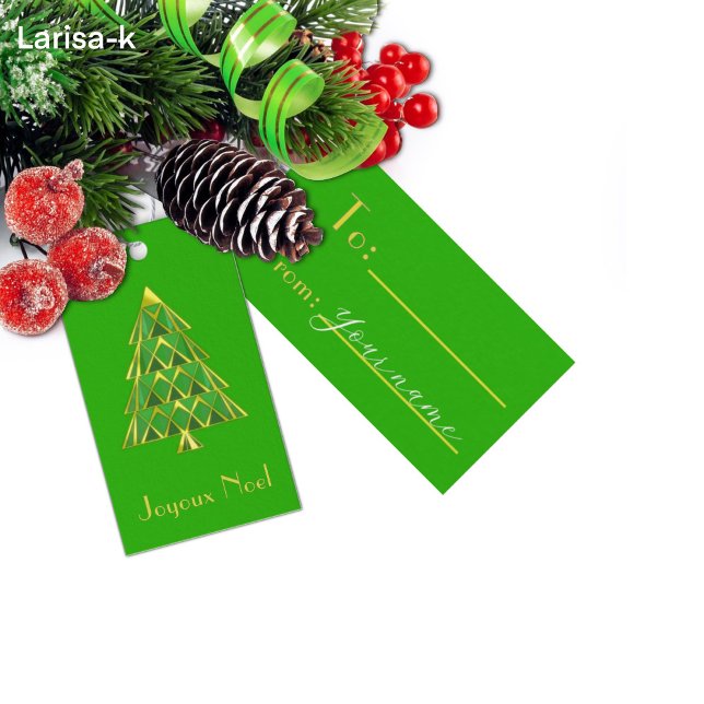 Green Joyoux Noel Christmas Tree Gift Tag Geschenkanhänger (Von Creator hochgeladen)