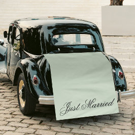 Green Just Married Fabric Car Wedding Banner Sign Wandteppich