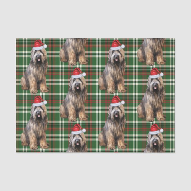 Green Kariert Briard Shepherd Dog Lover Holiday Seidenpapier (Vorderseite)