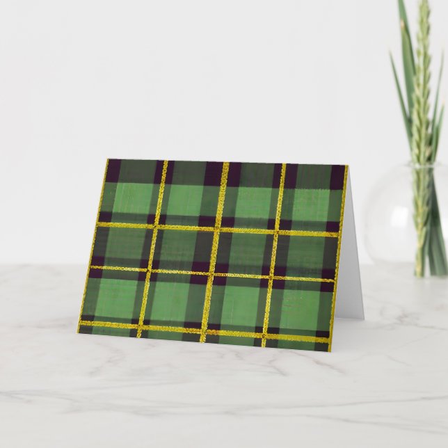 Green Kariert Checked Tartan Faltkarte (Vorderseite)