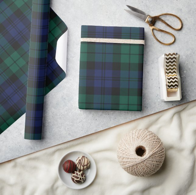 Green Kariert Checkered Classic Rustic Tartan Geschenkpapier (Kunsthandwerk)