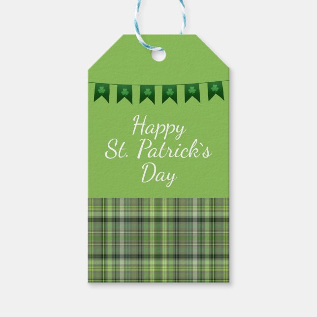 Green Kariert Flags Happy St Patrick`s Day Geschenkanhänger (Vorderseite)