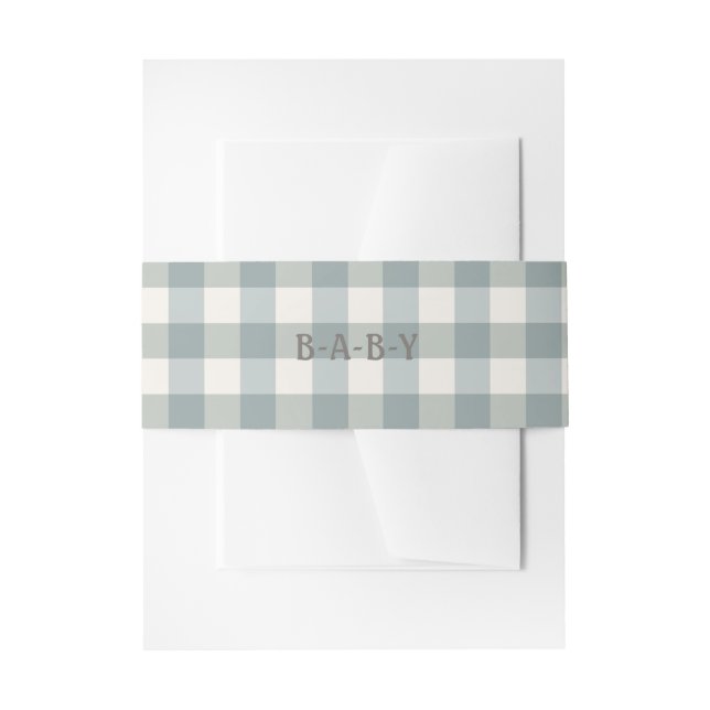 Green Kariert Gingham Baby Typografy Simple Einladungsbanderole (Vorderseite Beispiel)