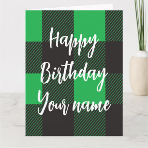 Green Kariert Happy Birthday Karte