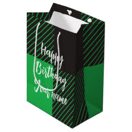 Green Kariert Happy Birthday Mittlere Geschenktüte