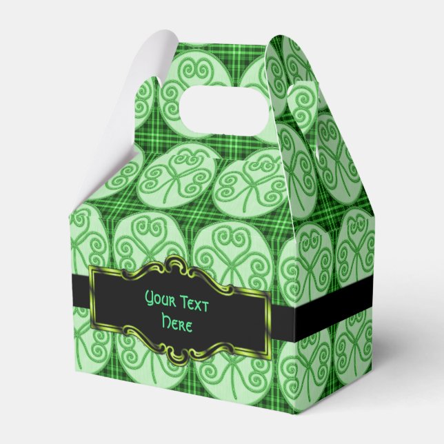 Green Kariert Kleeblatt Muster Gable Fevor Box Geschenkschachtel (Vorderseite)