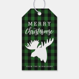 Green Kariert Merry Christmoose Geschenkanhänger