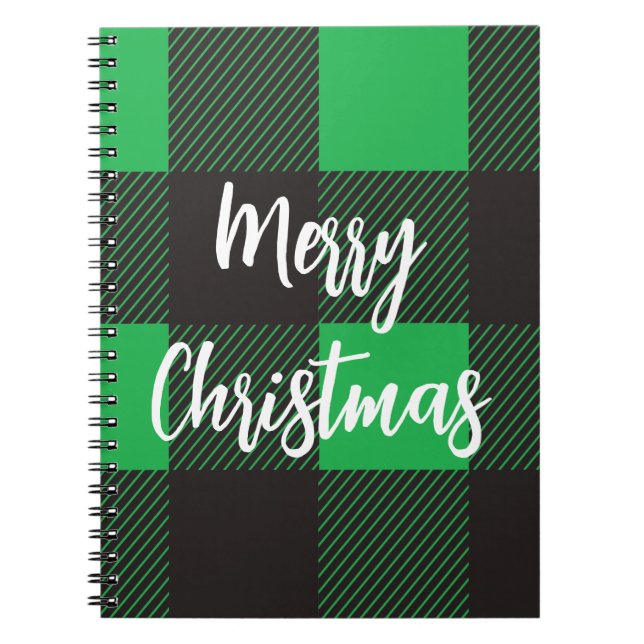 Green Kariert Pattern Frohe Weihnachten Notizblock (Vorderseite)