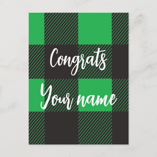 Green Kariert Pattern Glückwunsch Postkarte (Vorderseite)
