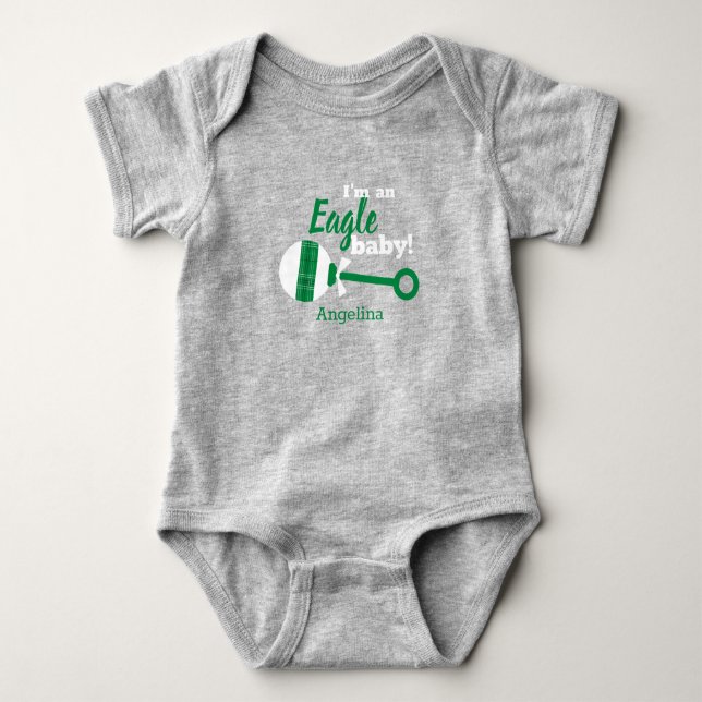 Green Kariert Rattle Eagle Baby Bodysuit Strampler (Vorderseite)