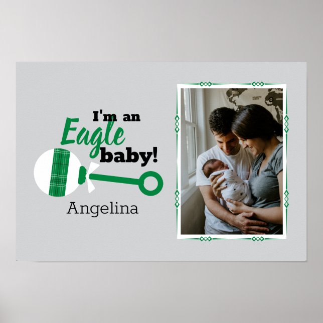 Green Kariert Rattle Eagle Baby Foto Poster (Vorne)