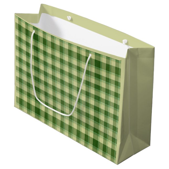 Green Kariert Saint Patrick's Day Große Geschenktüte (Vorderseite Schrägansicht)